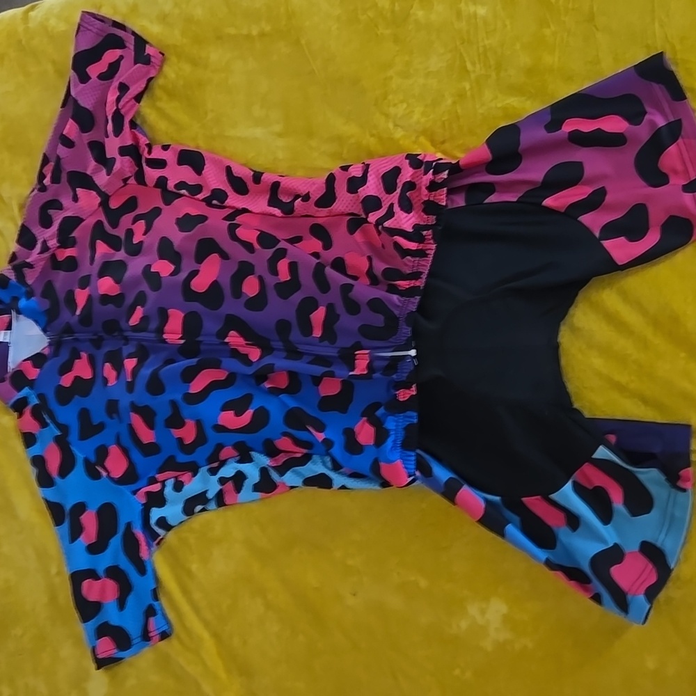 Pink, Purple. Blue Leopard Cycling Matching Kit